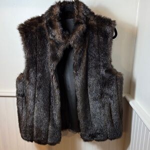Faux Fur Vest in Dark Brown